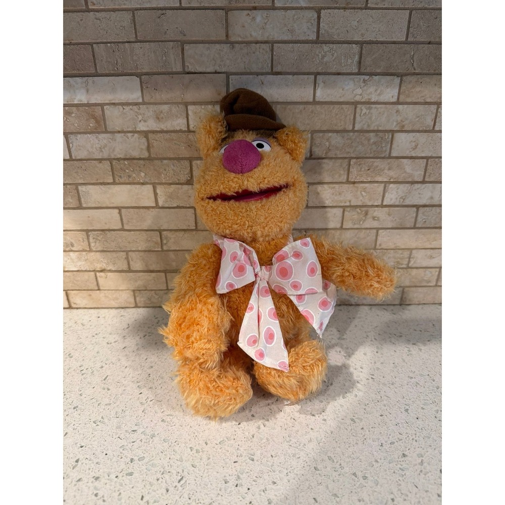 Disney Muppets Fozzie Bear Plush Stuffed Animal with Hat & Polka Dot Bow Tie NWT